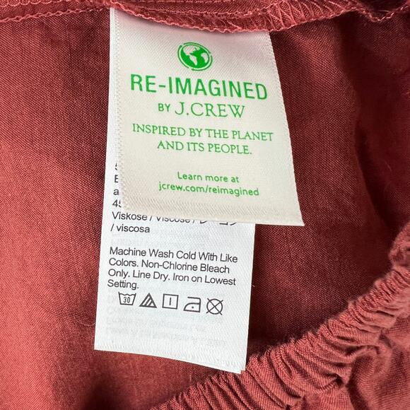 J. CREW Chimney Brown Cotton Blend Puff Sleeve Tassel Tie-Front Crop Top Size S - Picture 7 of 9